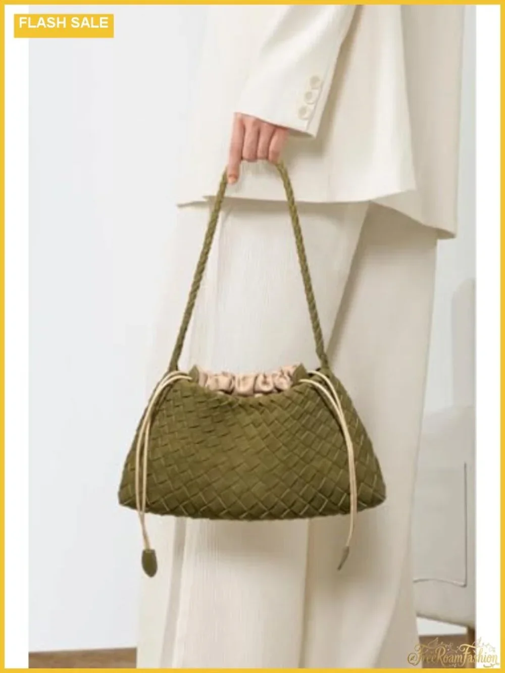 Women's Suede Hobo Purse Drawstring Shoulder Bag PU Leather Tote